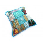 Jaipuri Patch Work Design Cotton Cushion Covers in Blue Color Size 17x17 Inch